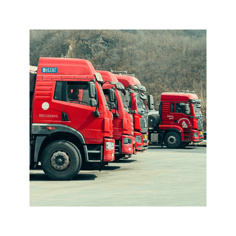 Line of freight trucks ready for cargo transportation